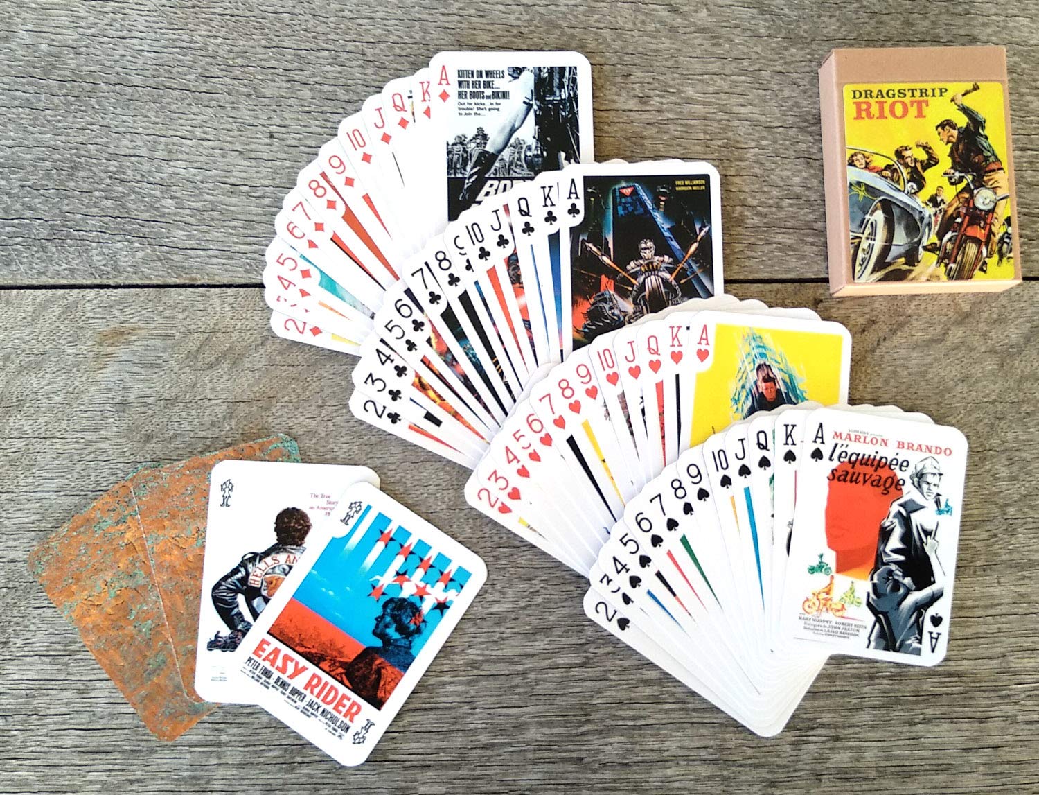 Vintage Bikers Playing Cards - 54 Unique Poker Deck with Classic Motorcycle Rider & Movie Poster Designs | Perfect for Poker Nights, Gifts, and Biker Enthusiasts