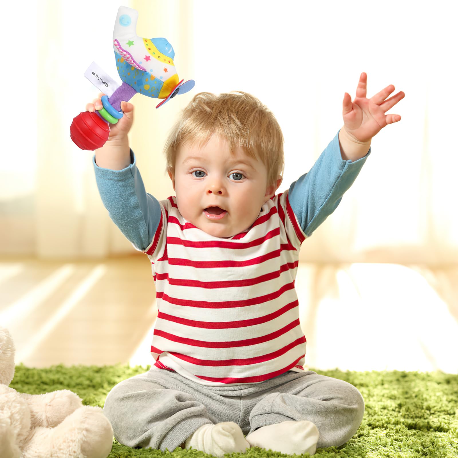 TOYANDONA Educational Baby Rattle Toy - Soft Cloth Airplane Puzzle with Bell Sound, Safe Stuffed Developmental Toy for Infants & Toddlers | Perfect for Sensory Play, Early Learning & Fun Gift for Kids