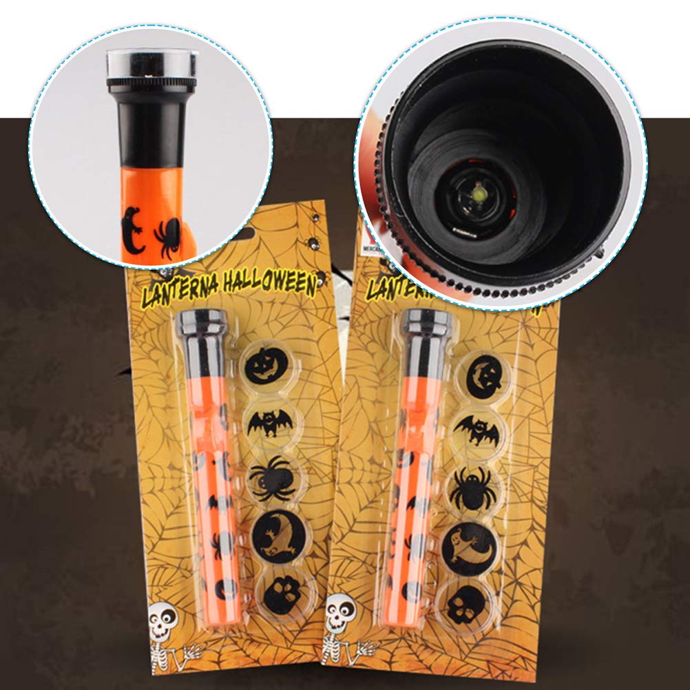PartyKindom 5-Pack Halloween Projector Flashlight with Pumpkin & Ghost Patterns - Spooky Decoration for Haunted Houses, Trick or Treating, and Halloween Party Decor
