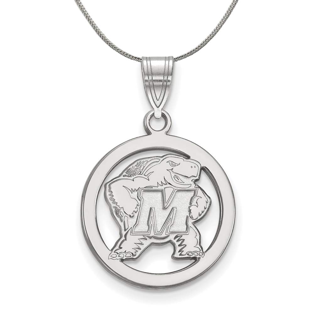 Elegant Black Bow Sterling Silver Maryland Small Circle Pendant Necklace - Perfect for Gifts, Anniversaries & Everyday Wear