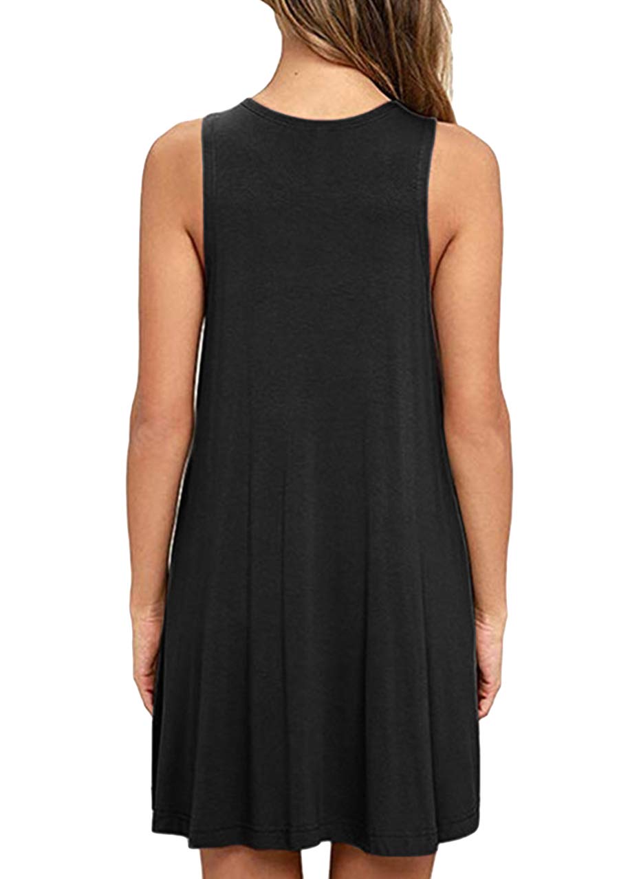 OMZIN Women's Sleeveless Swing Dress - Flared Tank Mini Dress with Pockets for Summer | Casual Outfits, Beach Wear & Vacation Essentials