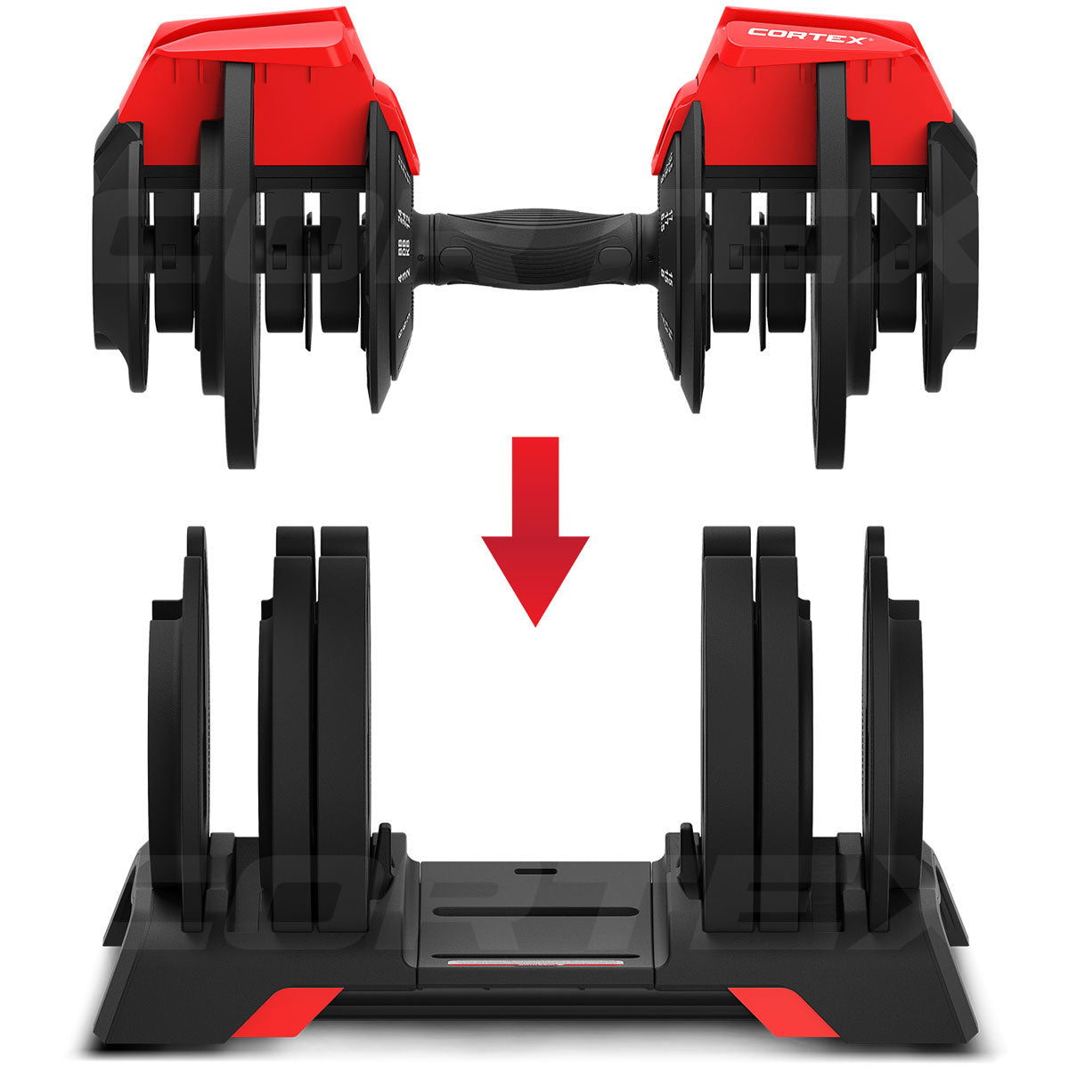 CORTEX Revolock V2 24kg Adjustable Dumbbell Barbell Kettlebell 3-in-1 Weight Set for Home Gym Strength Training & Full Body Workout - Perfect for Small Spaces & Quick Weight Changes