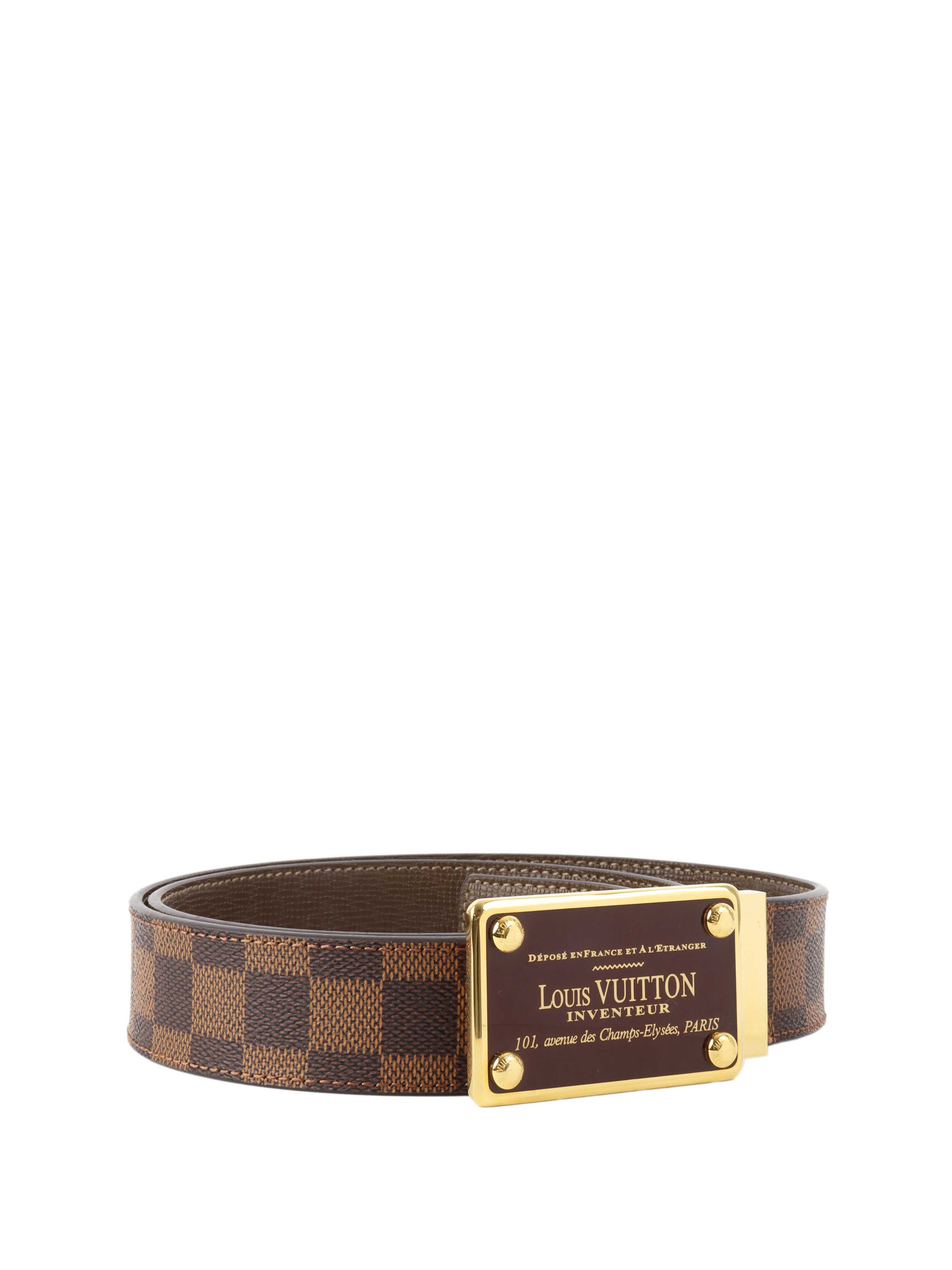 Louis Vuitton Damier Ebene Inventeur Belt for Men | Genuine Leather Dress Belt | Formal & Casual Wear | Perfect for Business, Office & Special Occasions