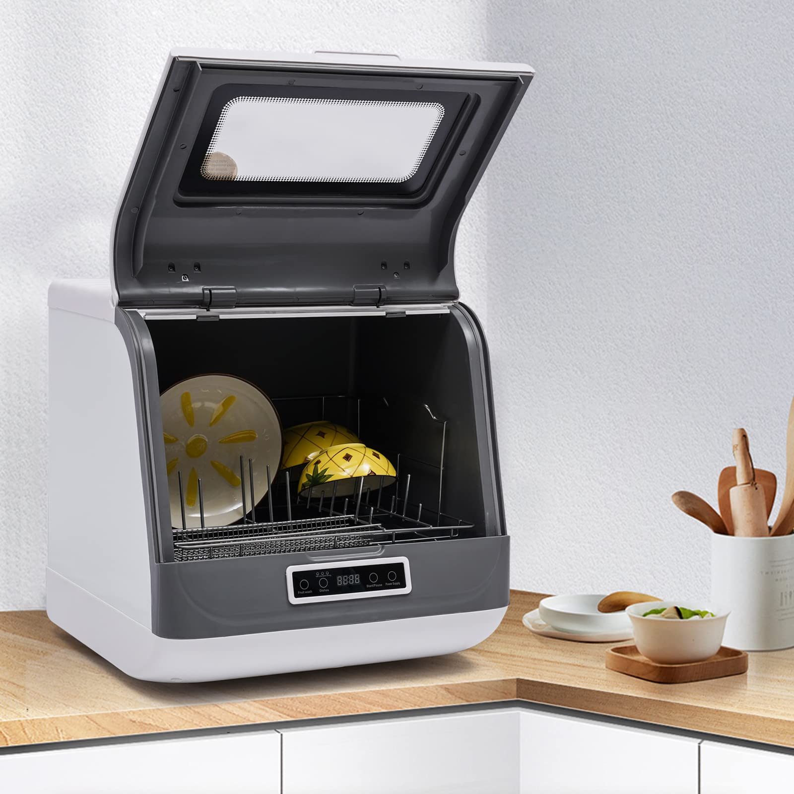 Portable Countertop Dishwasher - Large Capacity Compact Dishwashing Machine with 3 Wash Programs | Automatic for Apartments, Dorms, RVs & Small Kitchens | Perfect for Studio Living, Camping & Tiny Homes