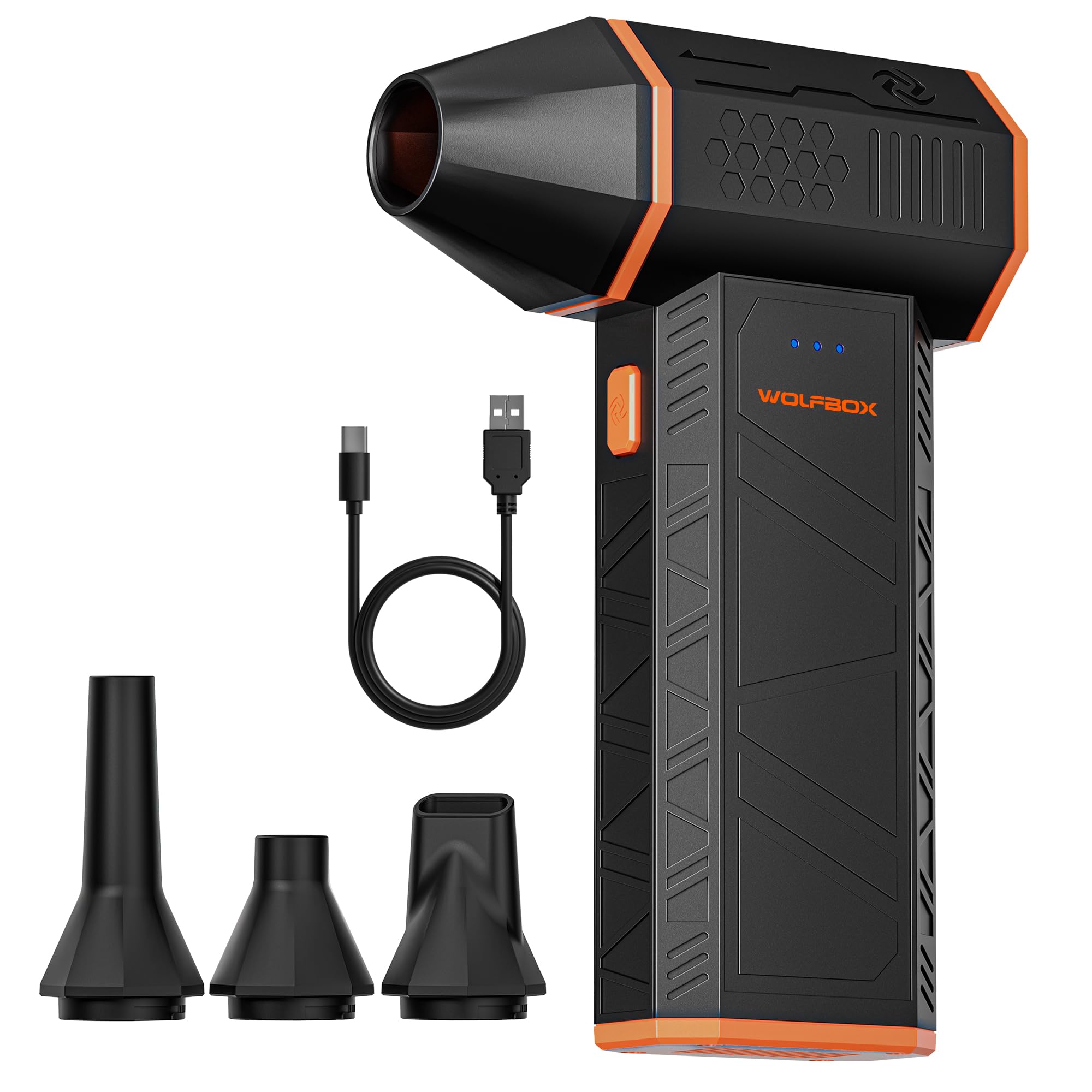 WOLFBOX MF50 Electric Air Duster - 110,000 RPM Super Power Cordless Air Blower, 3-Speed Adjustable Mini Air Duster with Rechargeable Battery | Perfect for Cleaning Computers, Keyboards, Home, Office, Car & Outdoor Use