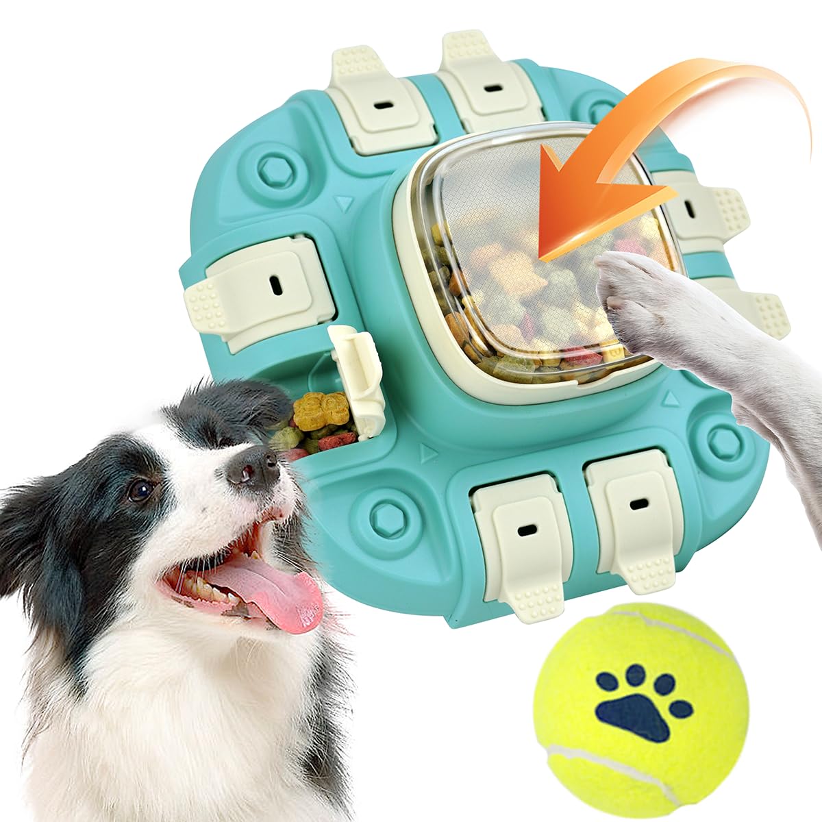 2-Level Interactive Dog Puzzle Toy & Slow Feeder - Mental Stimulation Enrichment Game for Bored Dogs with Bonus Play Ball - Perfect for Training, Anxiety Relief & Indoor Playtime