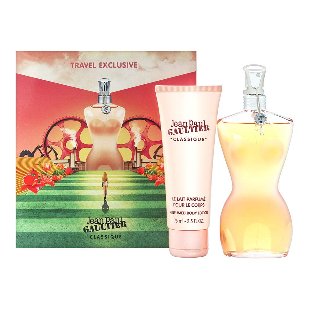 Jean Paul Gaultier Classique Women's Perfume Gift Set - Eau de Toilette Spray & Body Lotion - Romantic Date Night & Special Occasion Fragrance