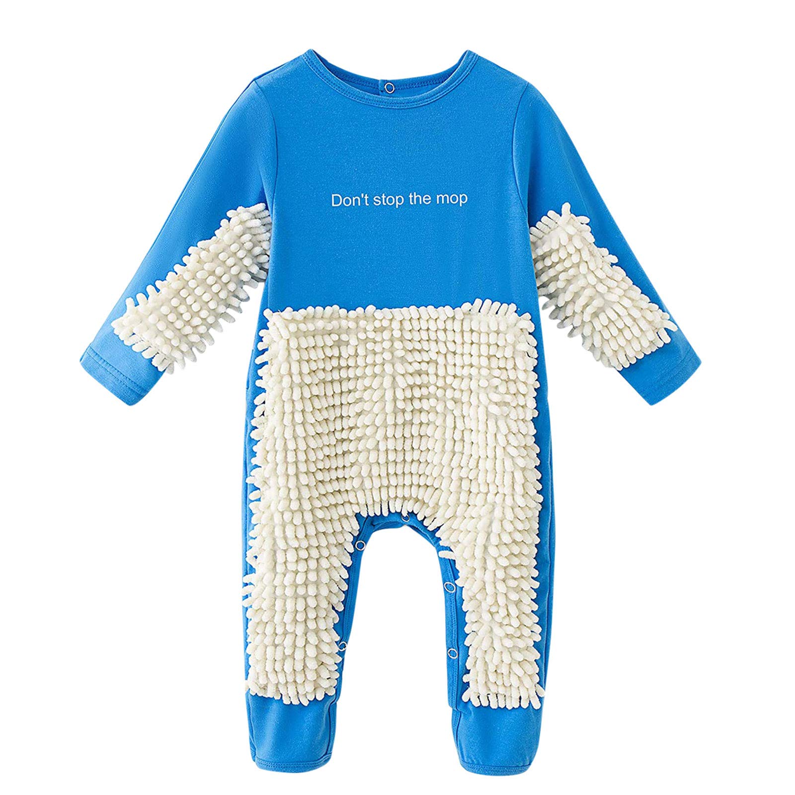 Pacoco Baby Romper Jumpsuit for Boys & Girls - Newborn Solid Onesie with Mop Crawling Design - Soft Holiday Outfit in Blue | Perfect for Christmas, Birthday & Family Photos