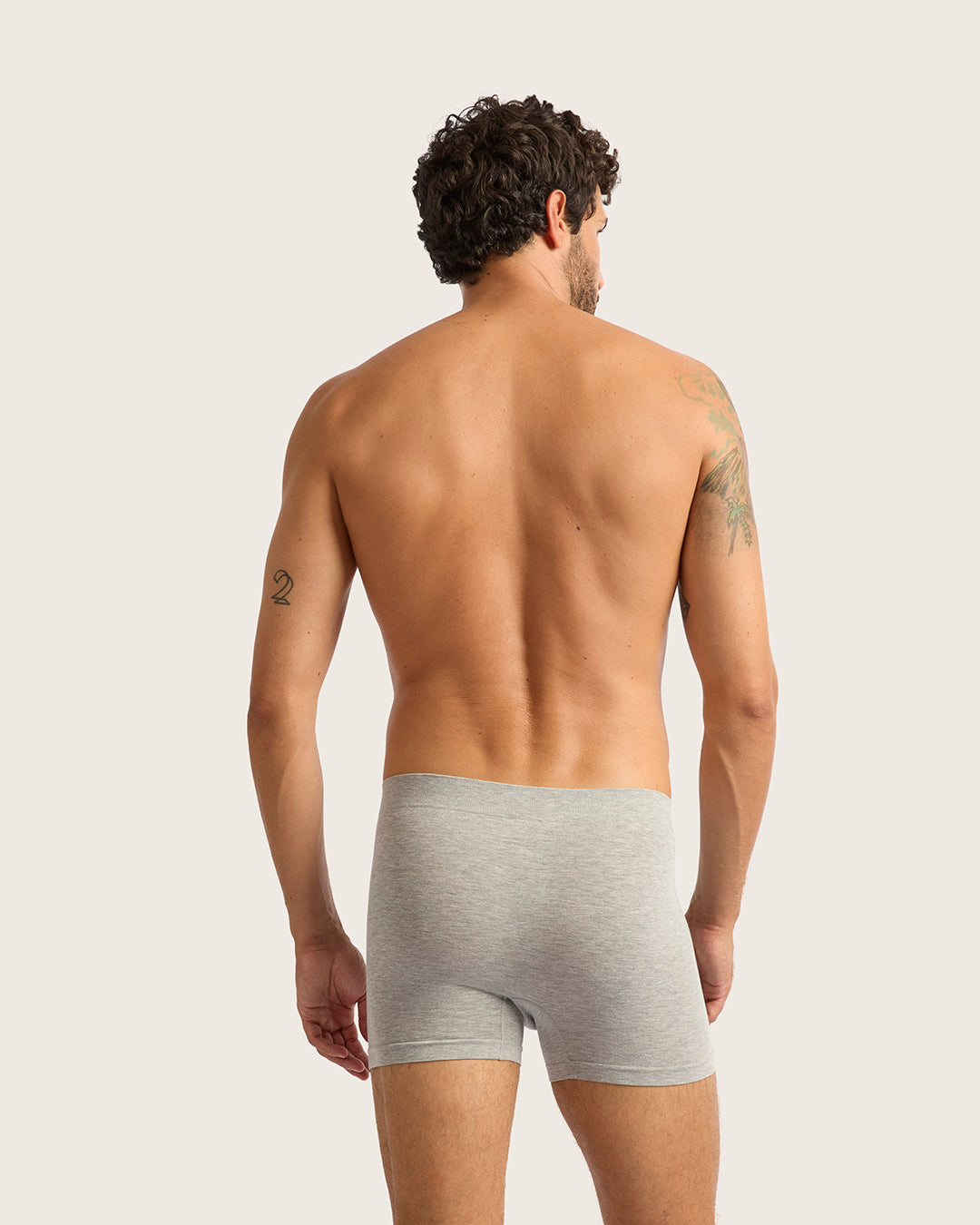 Seamless Men's Boxer Briefs - Light Grey Marl - Ultra Soft Comfort Underwear for Everyday Wear & Active Lifestyle