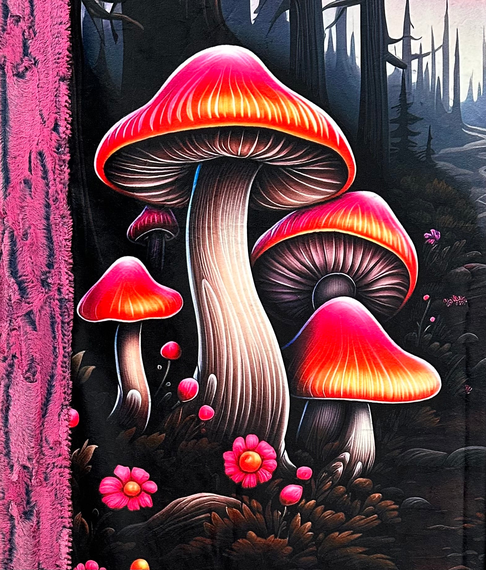 Azalea Luxe 41x60 Inch Psychedelic Mushroom Print Baby Blanket - Soft Toddler Travel Blanket, Crib Cover & Kids Bedding with 13x19 Inch Pillowcase for 12x18 Pillow | Nursery Decor, Daycare Nap Time, Stroller Cover & Cozy Bedtime