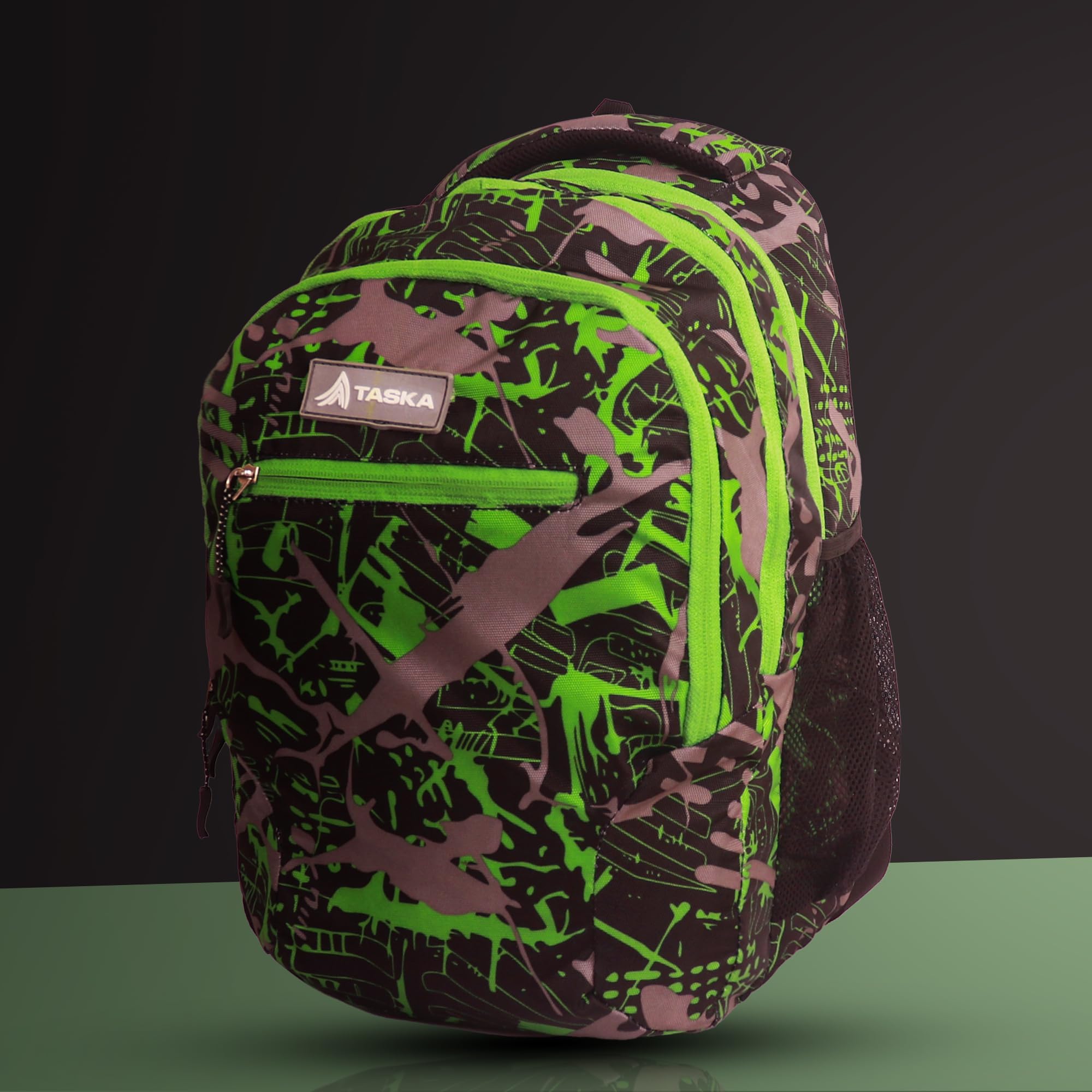 Water Resistant Polyester Laptop Backpack for College, School & Office - TASKA Kiddy Dark Green Unisex Bag with Rain Cover for Men, Women, Boys & Girls | Perfect for Commuting, Travel & Daily Use