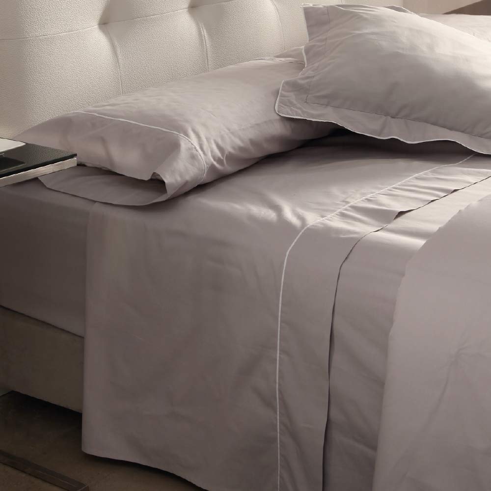 100% Cotton 180 Thread Count Grey Fitted Sheet for 135/140cm Beds - Soft, Breathable & Easy Care (Machine Washable at 30°C) | Perfect for Guest Rooms, Dorms & Everyday Comfort (Multiple Sizes Available)