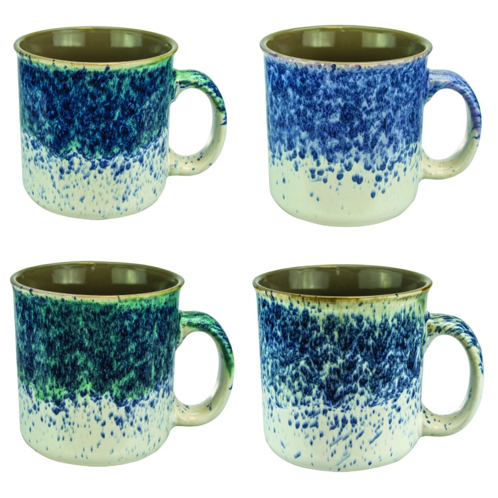 Premium 18 oz Coffee Mug Set of 4 - Large Microwave Safe Glazed Ceramic Mugs - Modern Kitchen Decor & Unique Gift for Mom - Perfect for Home, Office, and Coffee Lovers