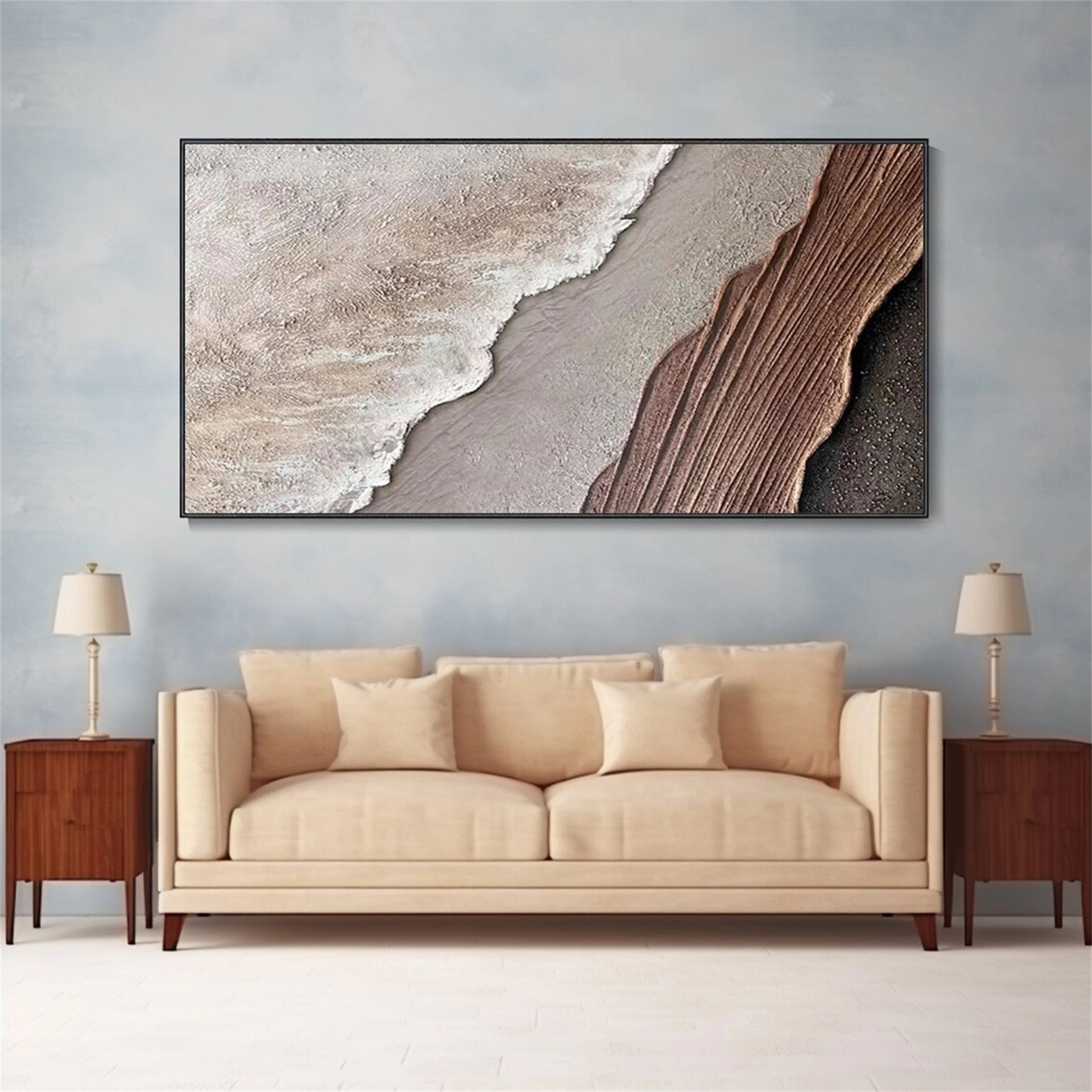 Ocean And Sky Painting #OS 097 - Handmade Canvas Wall Art for Home & Office Decor - Perfect for Living Room, Bedroom or Gift