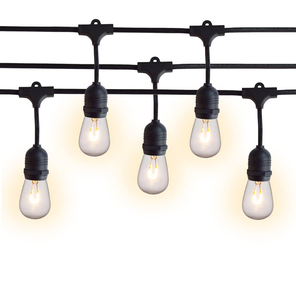 10-Pack Shatterproof LED String Lights - 21FT Black Weatherproof SJTW Cord with E26 Sockets - Commercial Grade Outdoor Hanging Lights for Patio, Garden, Restaurant & Wedding Decor