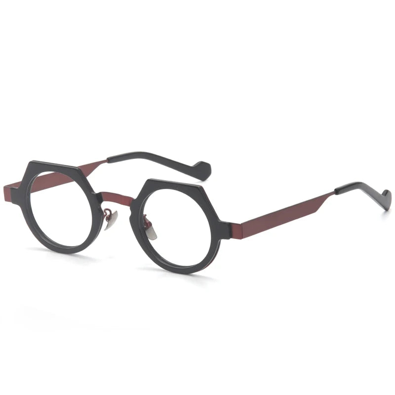 Aror Unisex Full Rim Flat Top Round Acetate Alloy Eyeglasses 94008 - Stylish Retro Frame for Men & Women - Perfect for Reading, Working, and Fashion Accessories