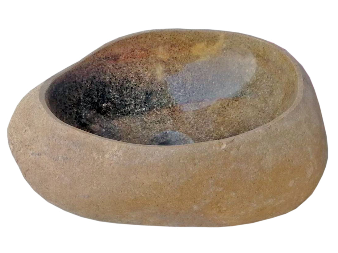 Natural Stone Sink - Handcrafted River Rock Boulder Bathroom Vessel Sink for Modern & Rustic Vanities - Perfect for Spa, Farmhouse, and Outdoor Bathroom Designs