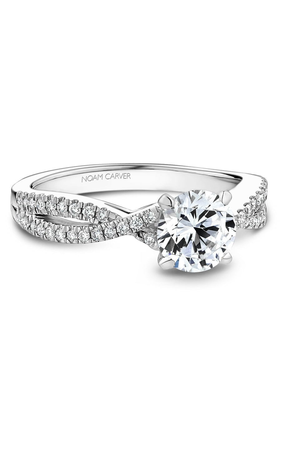 Noam Carver B514 01A Bridal Engagement Ring - 14K White Gold Diamond Wedding Band for Women, Perfect for Proposals, Anniversaries & Romantic Occasions