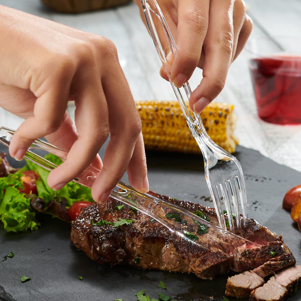 50-Pack Heavyweight Clear Plastic Knives - Durable Disposable Cutlery for Parties, Picnics, BBQs & Catering Events