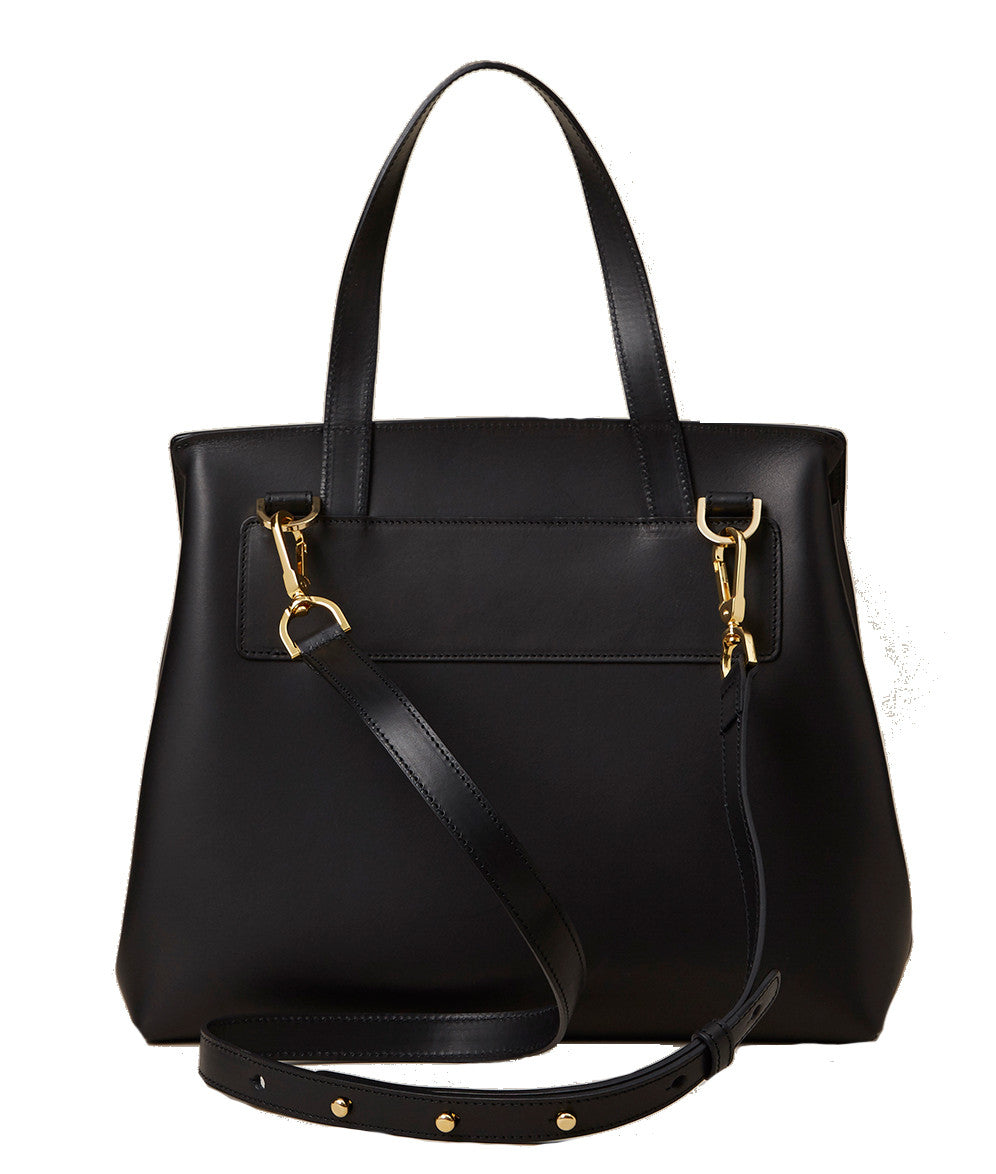 Premium Genuine Leather Lady Handbag - Vegetable Tanned Black & Flamma Color - Perfect for Work, Evening Events & Daily Use