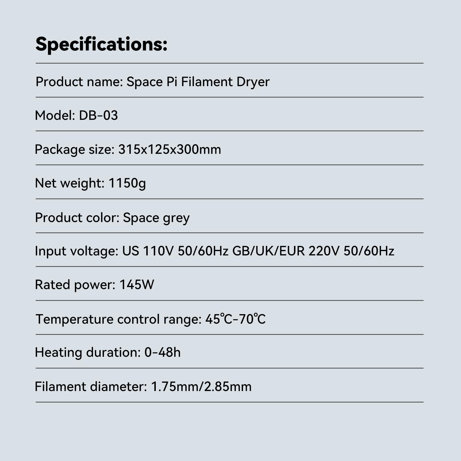 Creality Official Space PI Filament Dryer - Upgraded 3D Printer Filament Dryer Box with 360° Heating, Filament Dehydrator Storage for 1kg 1.75/2.85mm PLA ABS PETG PA - Perfect for 3D Printing Workshops & Filament Storage