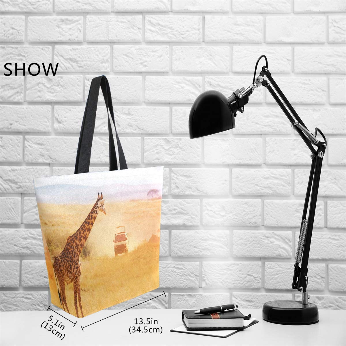 ALAZA Giraffe Sunset Print Reusable Grocery Tote Bag - Large Eco-Friendly Shopping Bag for Women, Beach, Travel & Outdoor Activities - Durable Casual Shoulder Handbag for Groceries, Market & Daily Use