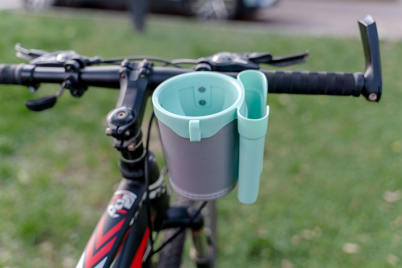 **Bike Cup Holder & Phone Mount - Universal Handlebar Accessory for Bicycle, Motorcycle, Scooter, Boat - Green - Perfect for Cycling, Commuting & Outdoor Adventures**