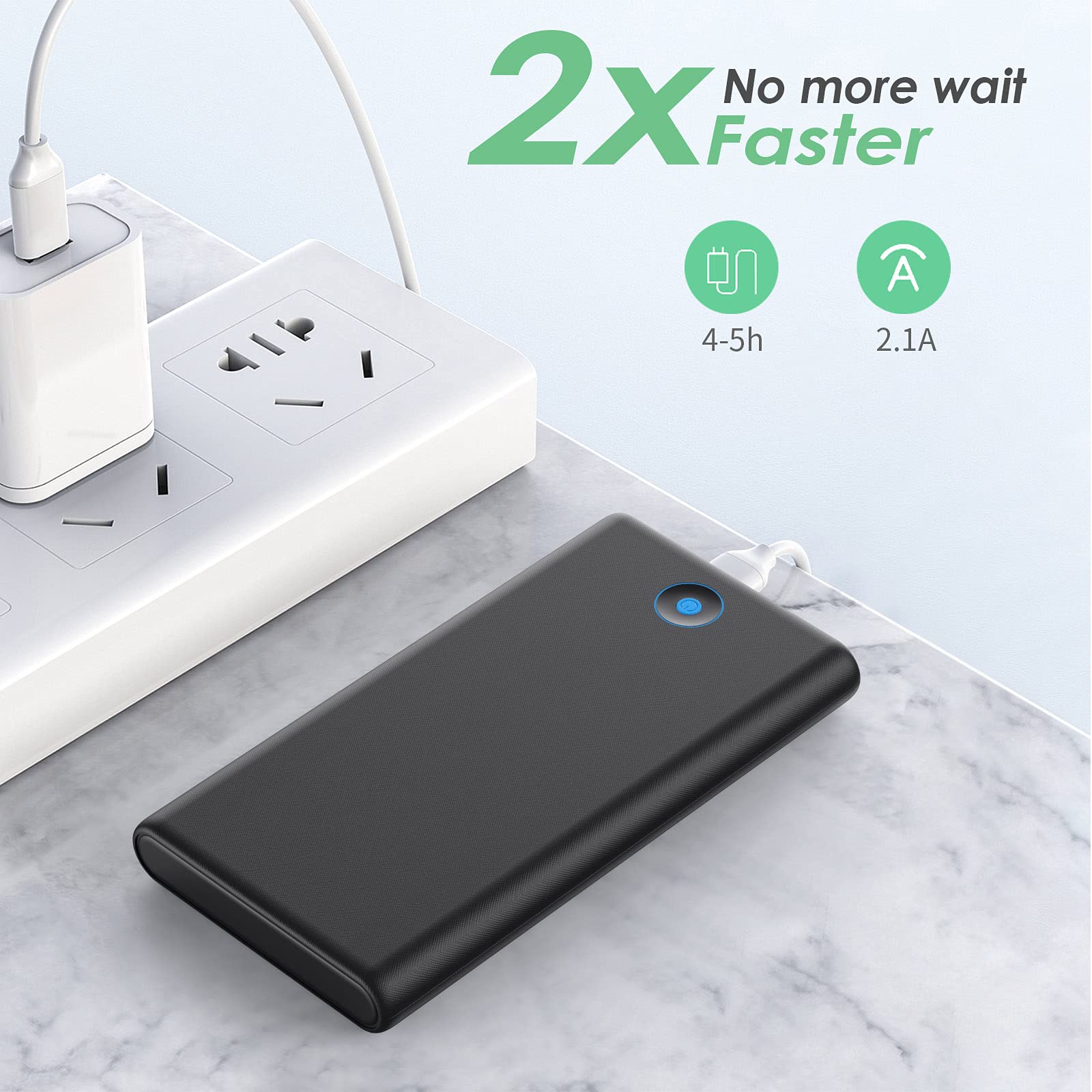 20000mAh Portable Charger 2-Pack - Ultra Slim Fast Charging Power Bank with Dual USB Outputs for iPhone 16/16 Pro/15/14/13/12/X, Samsung S24/S23 & Android Phones - Perfect for Travel, Camping & Emergency Power Backup