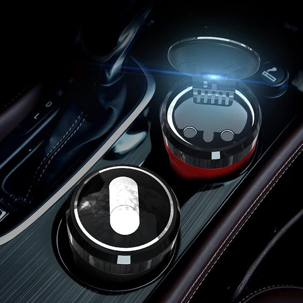 Smokeless Car Ashtray with Lid & Blue LED Light - Portable Cigarette Cup Holder, Detachable Car Decor for Home Office Travel - Perfect for Road Trips, Camping & Outdoor Adventures