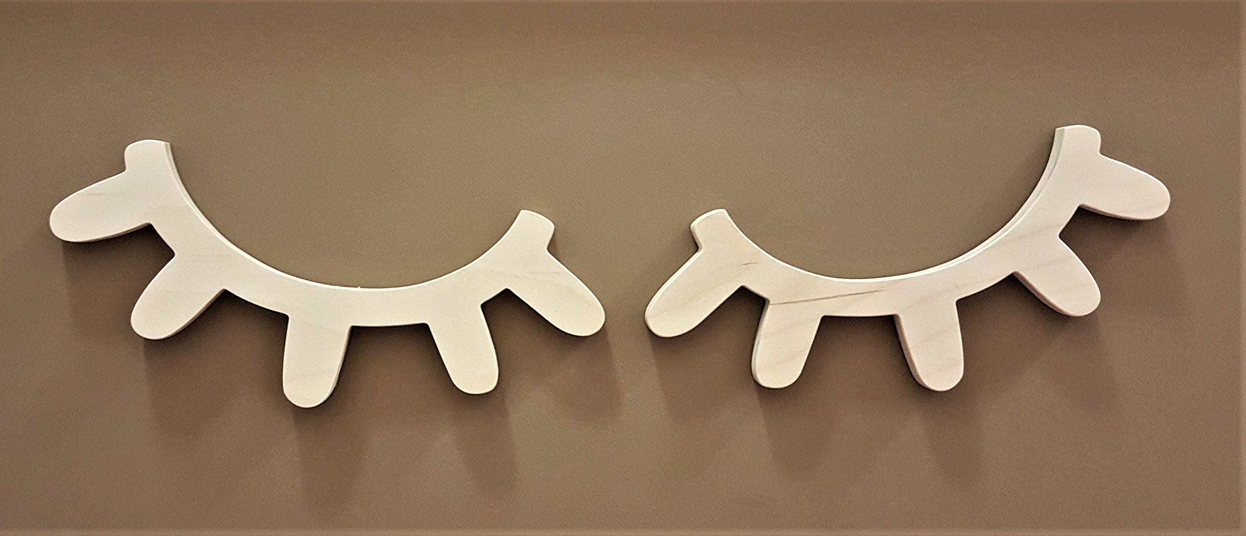 Wooden Eyelash Wall Decor Set - Sleepy Eyes Lashes for Vanity, Bedroom & Nursery - 8