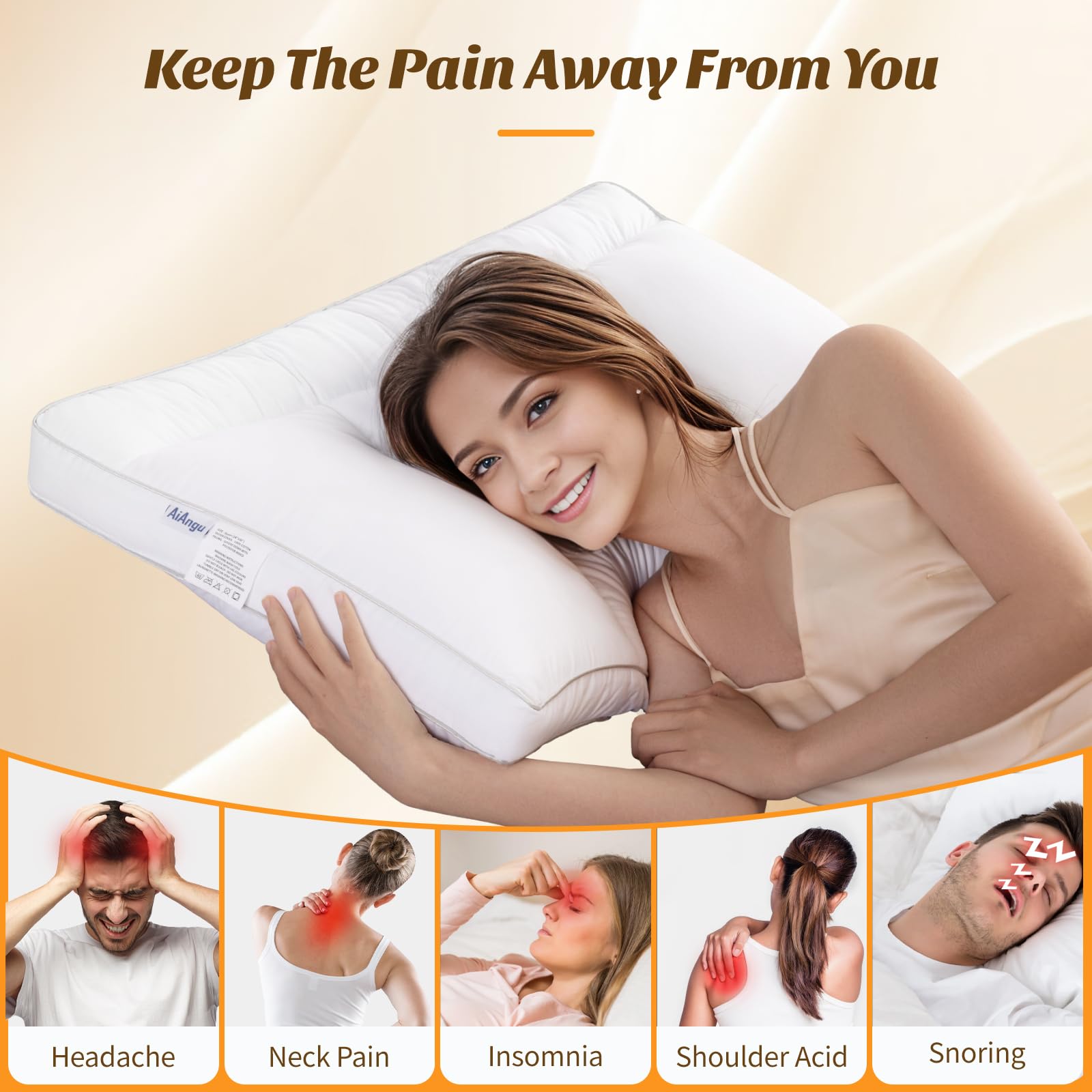 Premium Goose Down Pillow for Neck Pain Relief - 1550+ Fill Power, 600 Thread Count Cotton Cover - Orthopedic Cervical Support for Side, Back & Stomach Sleepers - King Size White Pillow (1-Pack) - Ideal for Home, Hotel & Travel Use