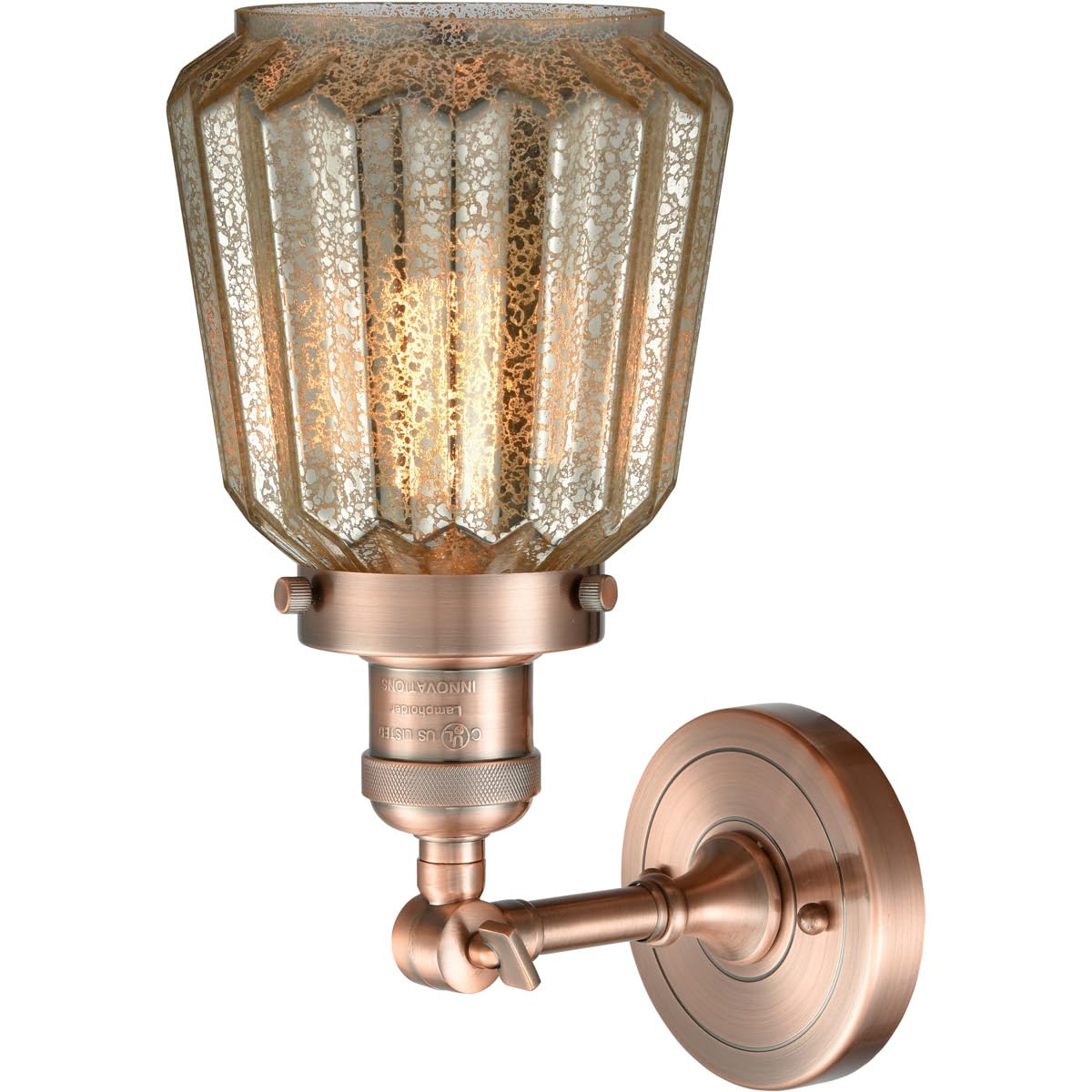201F-AC-G146-LED Vintage Semi-Flush Mount Ceiling Light Fixture - Antique Copper Finish, Energy Efficient LED Lighting for Bedroom, Living Room & Hallway