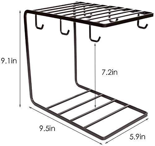 Craftize Mstore 6-Hook Iron Mug Dish Rack Holder - Black Countertop Coffee Cup Organizer for Kitchen Cabinet | Perfect for Displaying Mugs, Cups & Utensils in Home, Cafe or Office