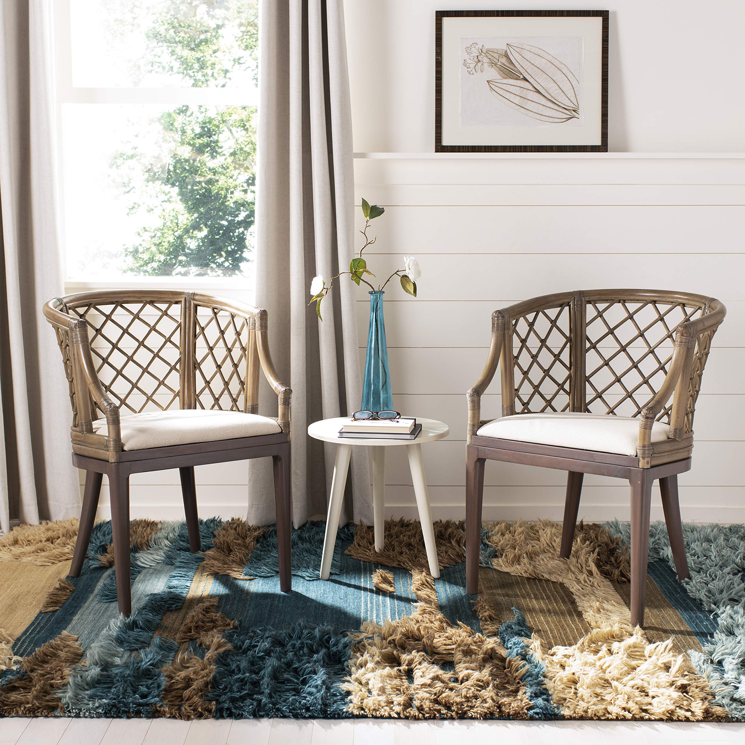 Safavieh Home Collection Carlotta Arm Chair in Griege - Modern Upholstered Accent Chair for Living Room, Bedroom & Office Decor