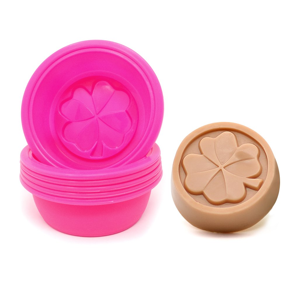 6PCS Silicone Four Leaf Clover Molds - Round DIY Baking & Soap Molds for Resin, Candle Making, Chocolate - Perfect for St. Patrick's Day Crafts & Homemade Gifts