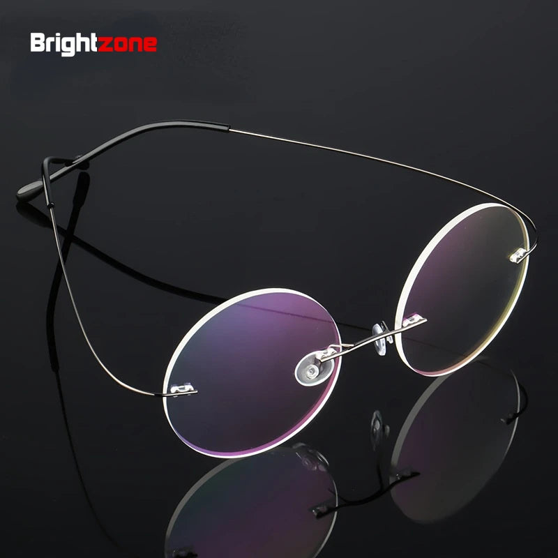 Brightzone Women's Rimless Round Titanium Alloy Eyeglasses 71171 - Lightweight & Durable Glasses for Work, Reading & Everyday Use