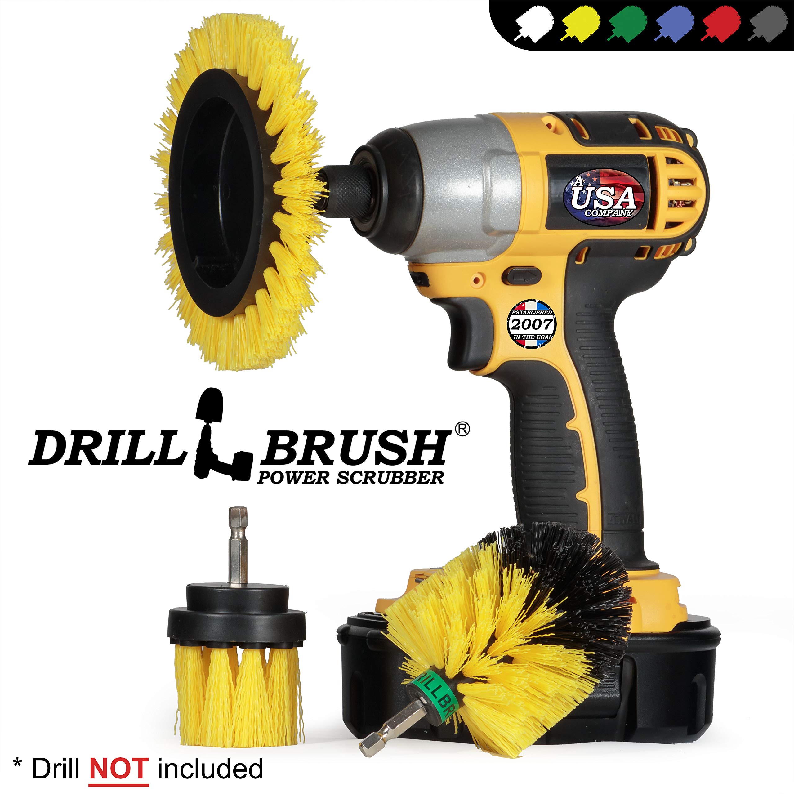 Useful Products Drill Brush Power Scrubber Set - 3-Piece Bathroom Cleaning Kit for Tile, Grout & Shower - Electric Drill Brush Attachments for Deep Cleaning - Perfect for Bathroom, Kitchen & Outdoor Surfaces