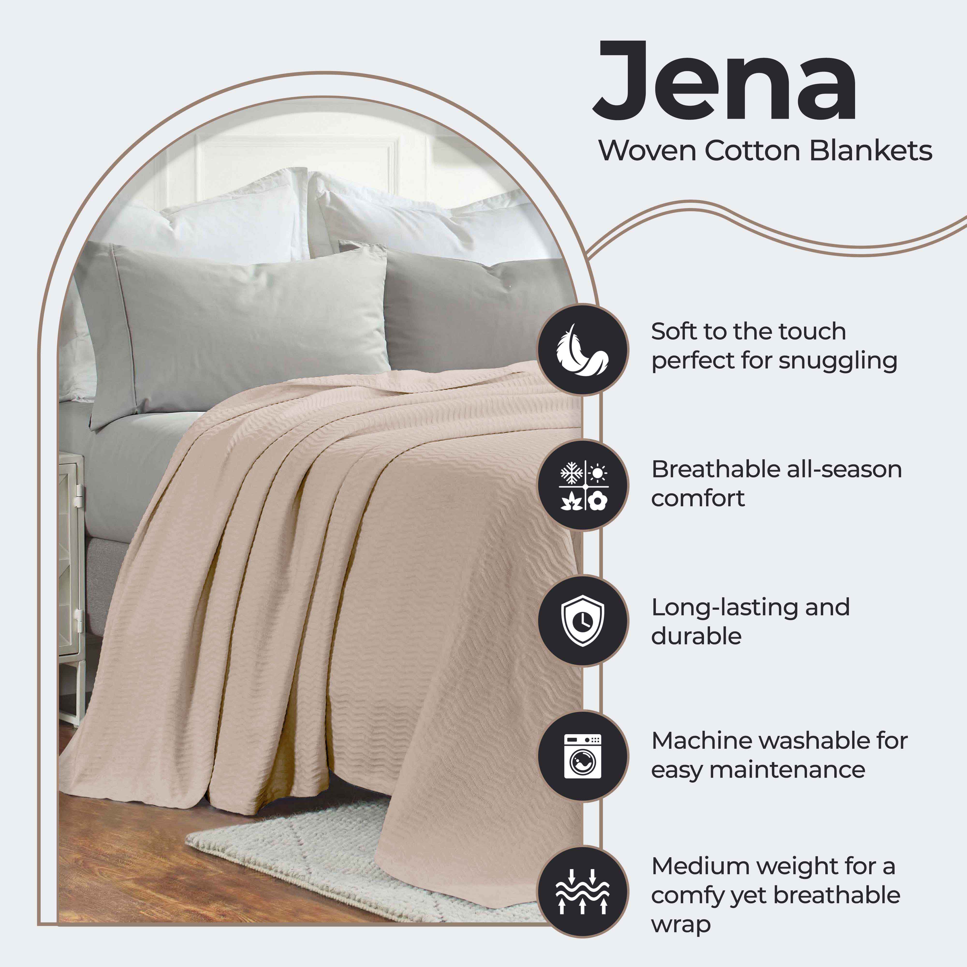Jena Cotton Textured Chevron Lightweight Woven Blanket - Soft & Breathable Throw for Sofa, Bed & Outdoor Use - Cozy Home Decor & Picnic Essential