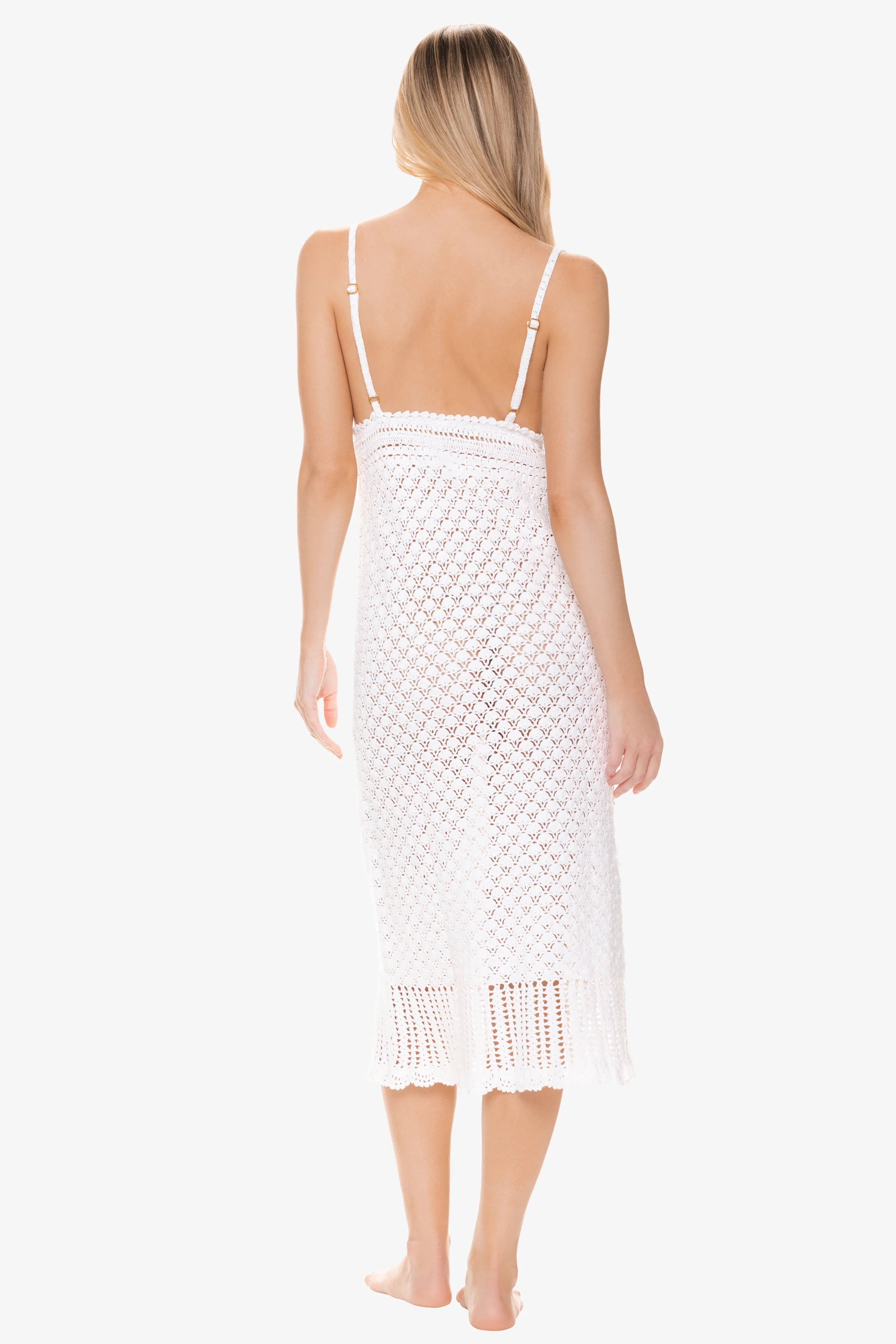 Claudia Crochet Midi Dress for Women - Elegant White Summer Boho Dress | Perfect for Beach Vacations, Date Nights & Garden Parties