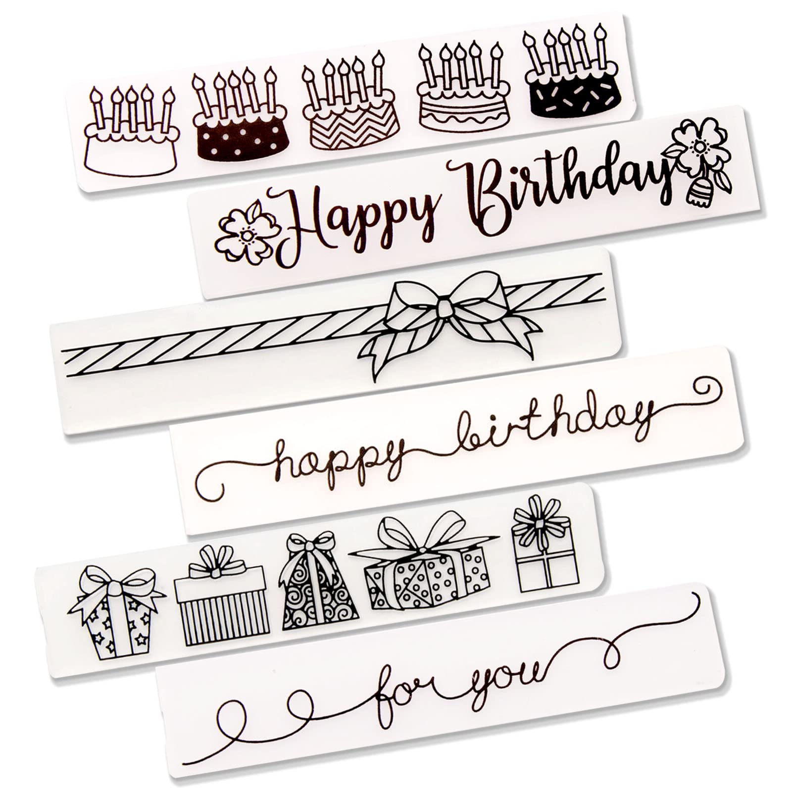 6Pcs Happy Birthday Embossing Folders for DIY Craft - Plastic Gift Template, Cake Mold for Paper Card Making, Scrapbooking, Photo Album Decoration | Perfect for Birthday Cards, Invitations, and Handmade Gifts