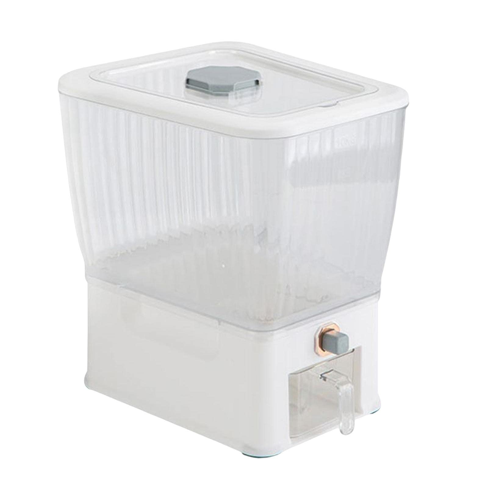 MagiDeal 22 lbs Rice Storage Container with Measuring Cup - Airtight Dry Food Dispenser for Rice, Flour, Cereal - Perfect for Kitchen Pantry Organization & Bulk Food Storage (White)