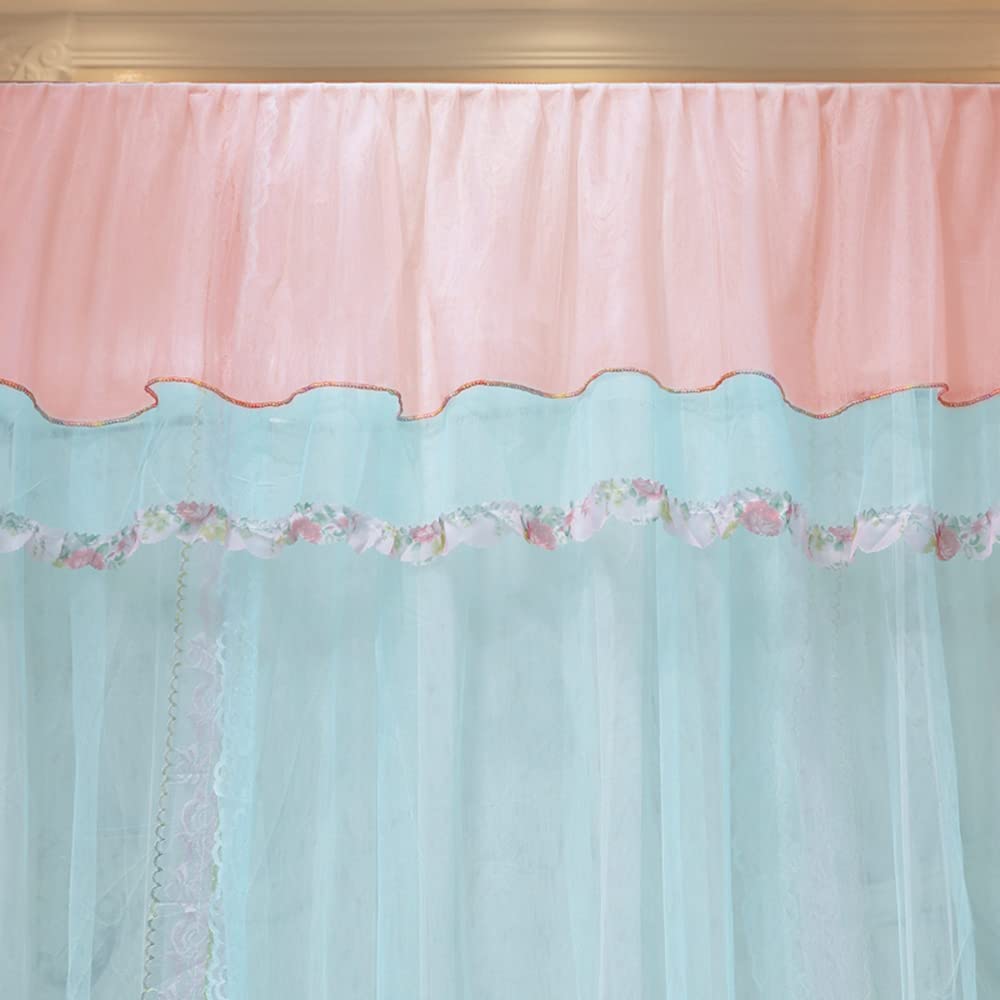 Elegant Mengersi Floral Canopy Bed Curtains for Girls - Queen Size Green Princess Bed Drapes with Flower Patterns, Perfect for Bedroom Decor, Birthday Gifts & Romantic Room Ambiance