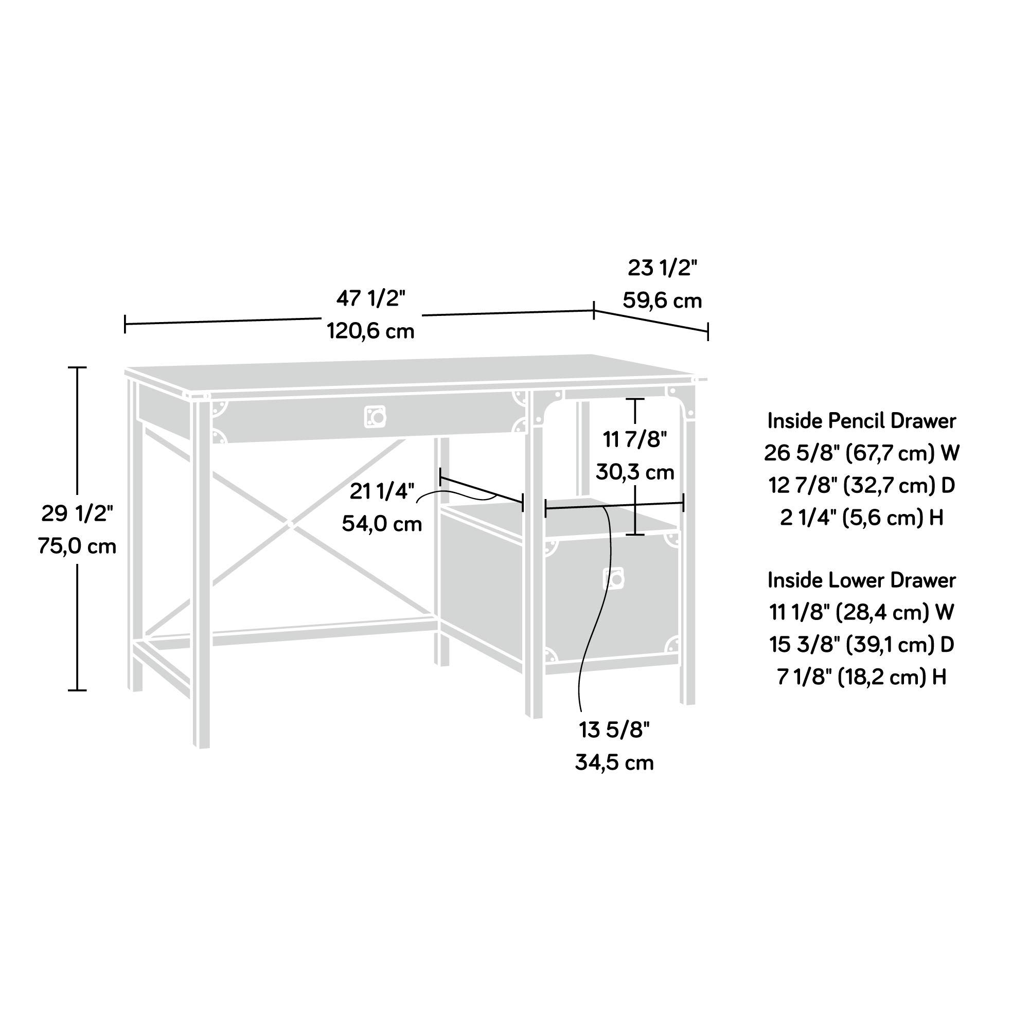 Sauder Steel River Industrial Office Desk with 2 Drawers & Open Shelf - Carbon Oak Finish - Perfect for Home Office & Workspace Organization