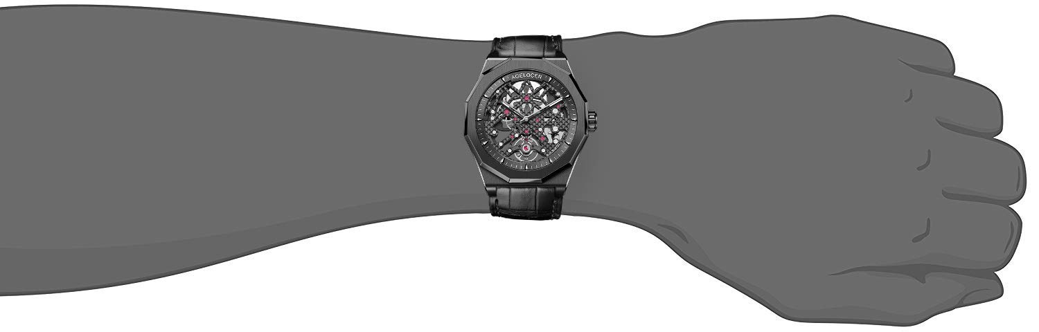 AGELOCER Men's Skeleton Mechanical Watch - Genuine Black Steel Case & Rubber Band - Top Luxury Brand for Men | Perfect for Business, Casual & Formal Occasions