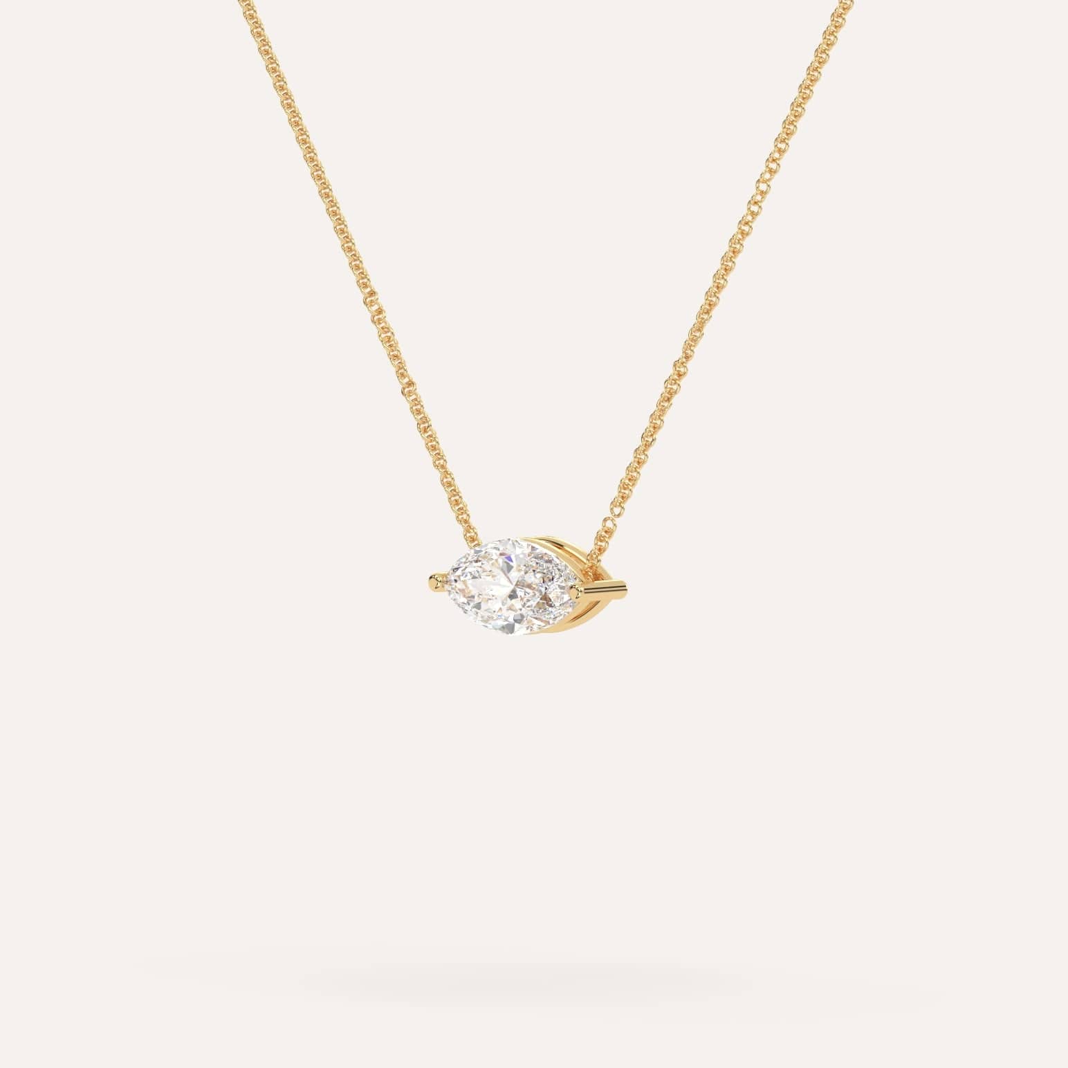 1 Carat Marquise Floating Diamond Necklace for Women - Elegant Solitaire Pendant Jewelry Gift for Anniversary, Wedding & Special Occasions