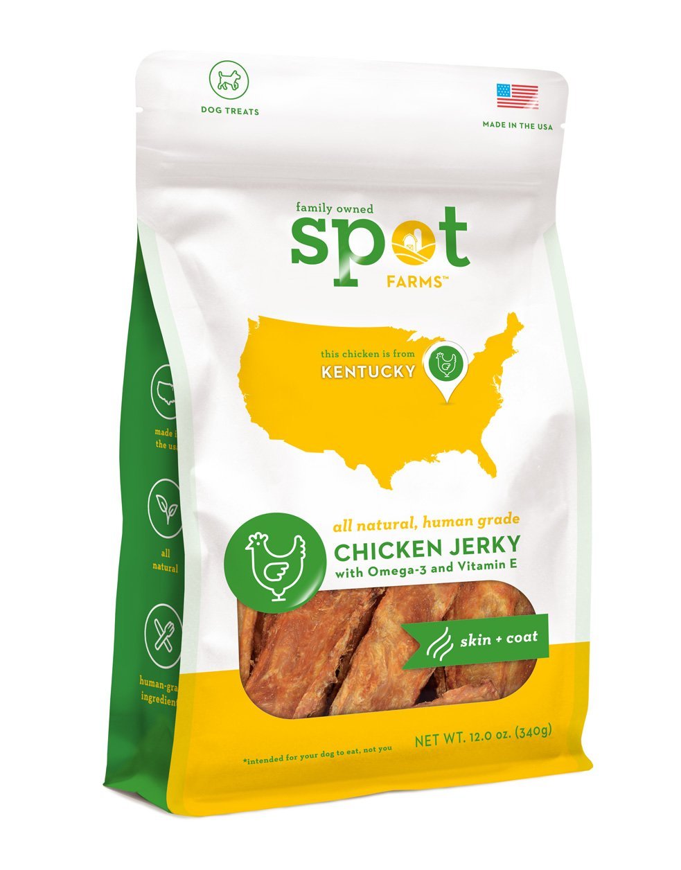 Premium All-Natural Chicken Jerky Dog Treats - Human-Grade, Grain-Free, 12oz | Healthy Skin & Coat Supplement | Perfect for Training, Rewards & Outdoor Adventures