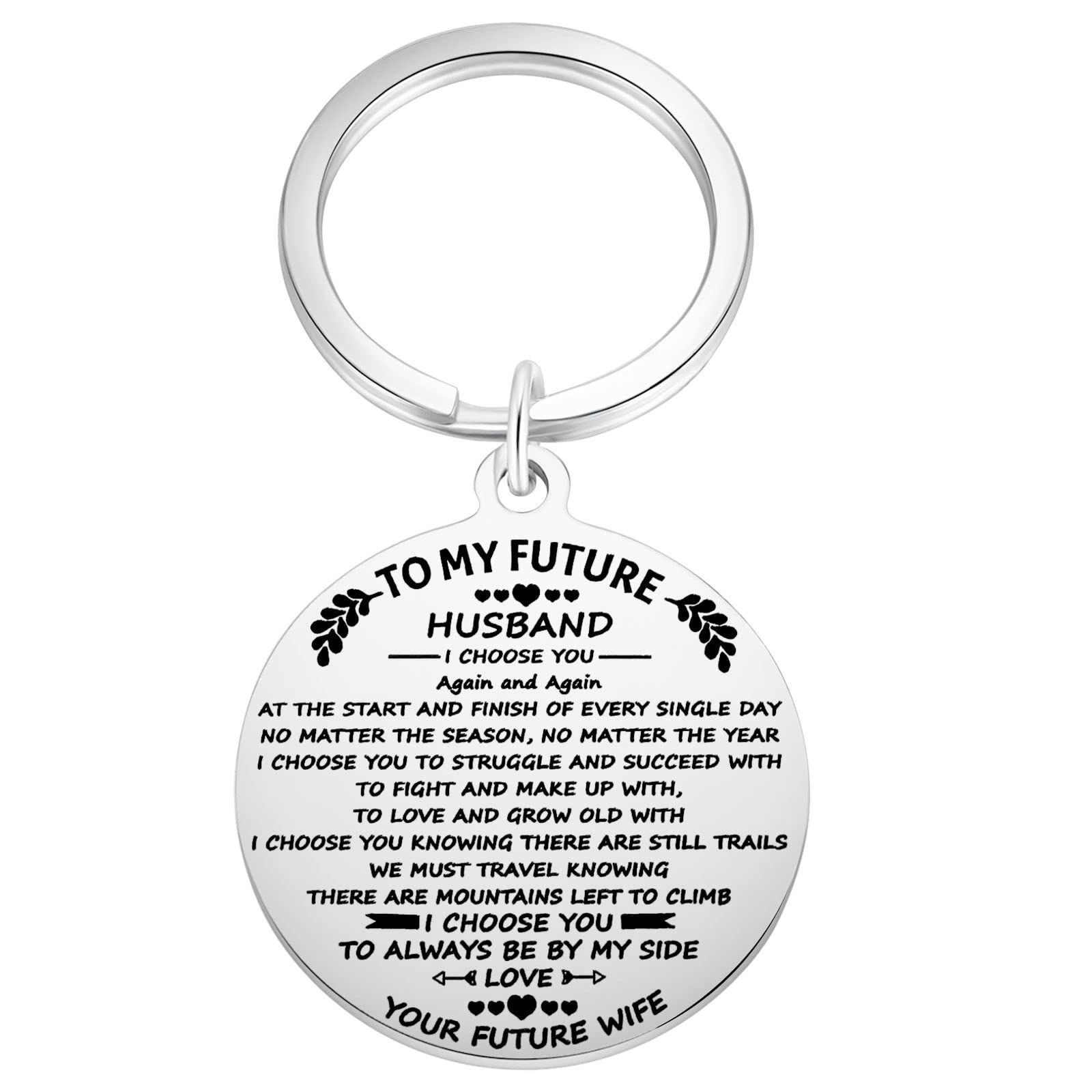 To My Future Husband Keychain - Romantic Engagement Gift for Fiancé, Wedding Anniversary, Birthday & Christmas - Personalized Keyring Gift for Him from Wife - Perfect for Valentine's Day, Proposals & Special Occasions
