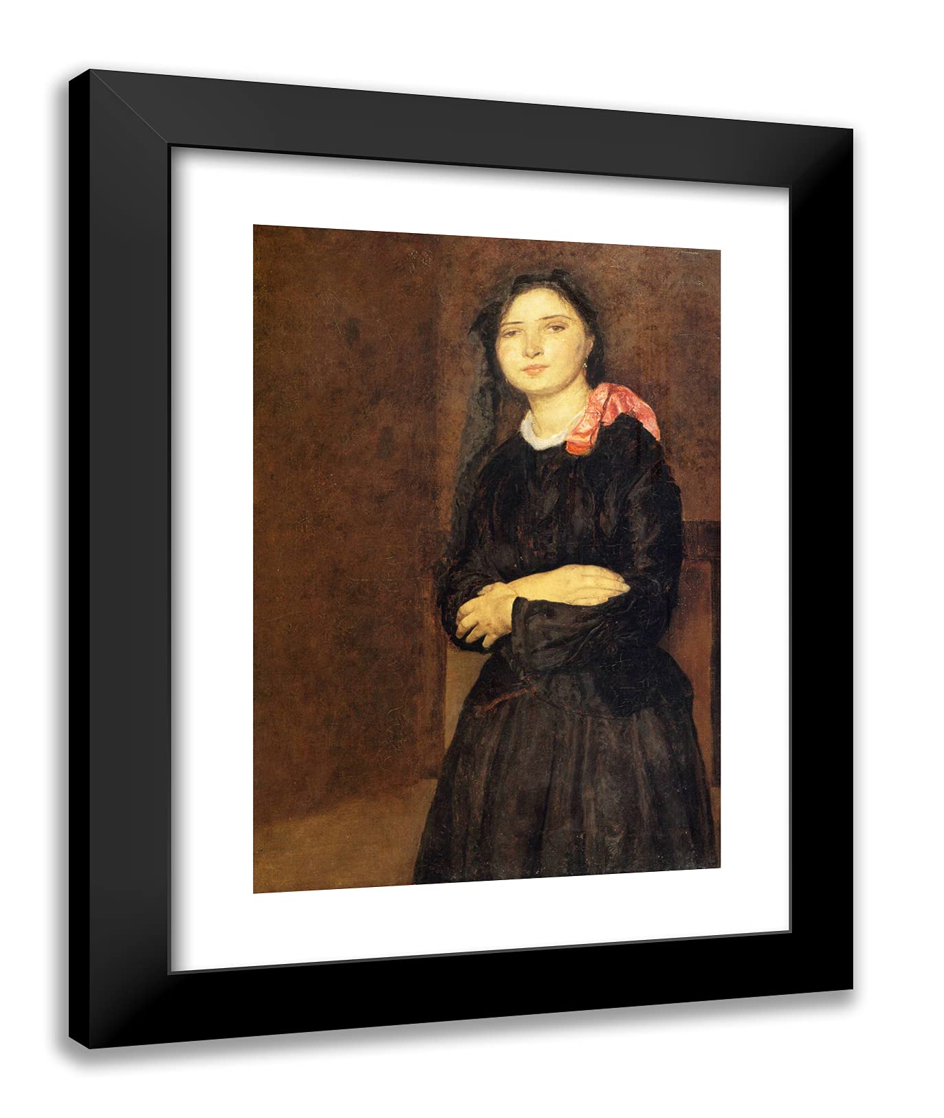 John & Gwen ArtDirect 19x24 Inch Black Modern Framed Wall Art Print - Dorelia in a Black Dress Painting - Perfect for Living Room, Bedroom & Office Decor