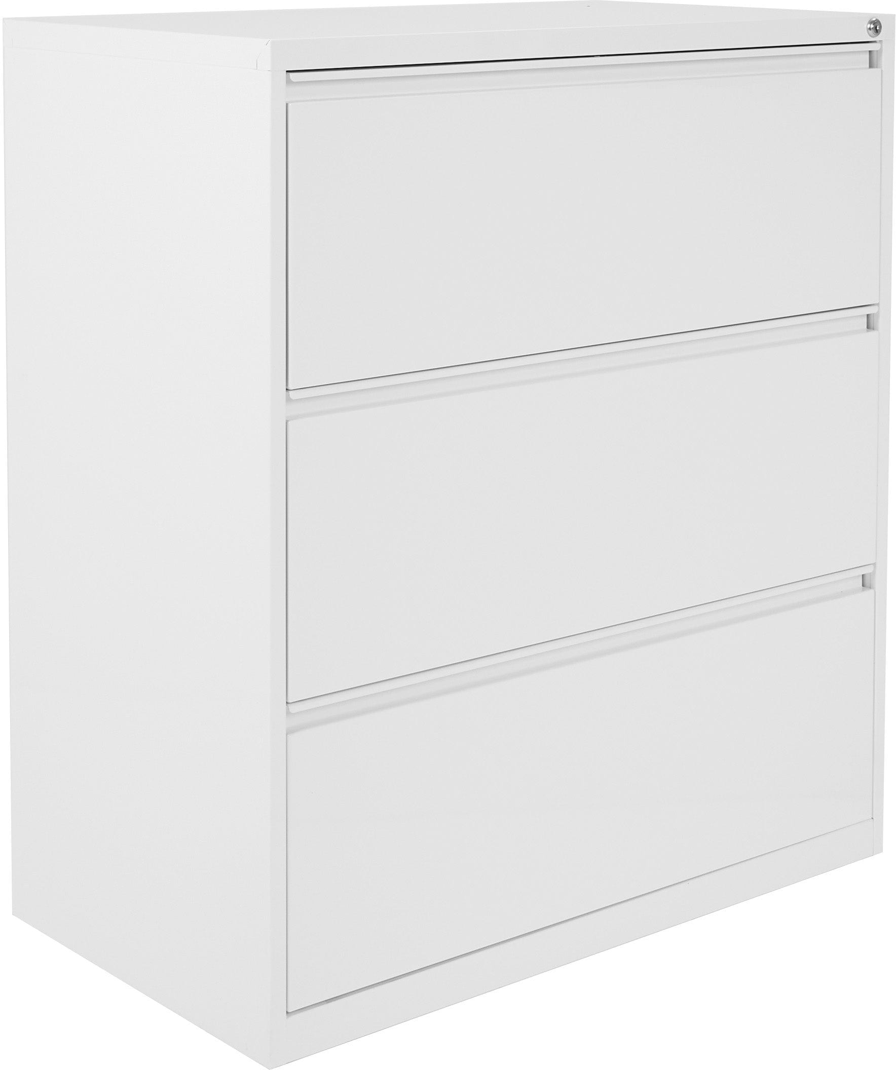 Office Star 3 Drawer Lateral File Cabinet with Removable Core Lock & Adjustable Glides - Secure Storage for Home Office or Business Documents [LF3]