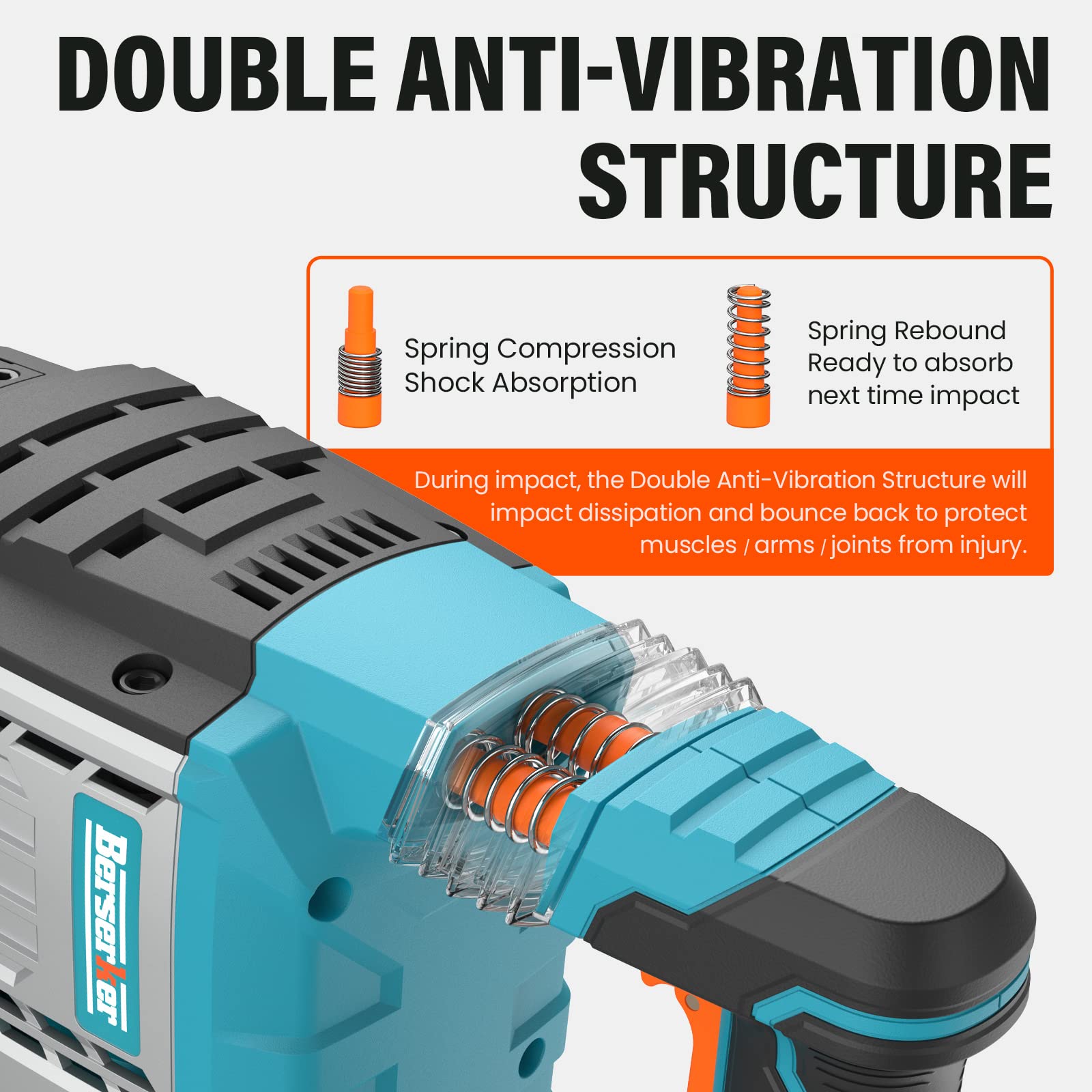 1700W 25-Pound SDS-Max Demolition Jack Hammer - 14-Amp Corded Electric Heavy Duty Concrete Breaker with Flat Chisel & Bull Point Chisel - Ideal for Demolishing Concrete, Pavement, Rocks - Includes Carrying Case